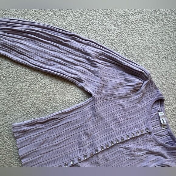 MNG LILAC BUTTON DOWN PEARL BUTTONS BELL SLEEVE TOP XS WOMENS - Picture 5 of 6